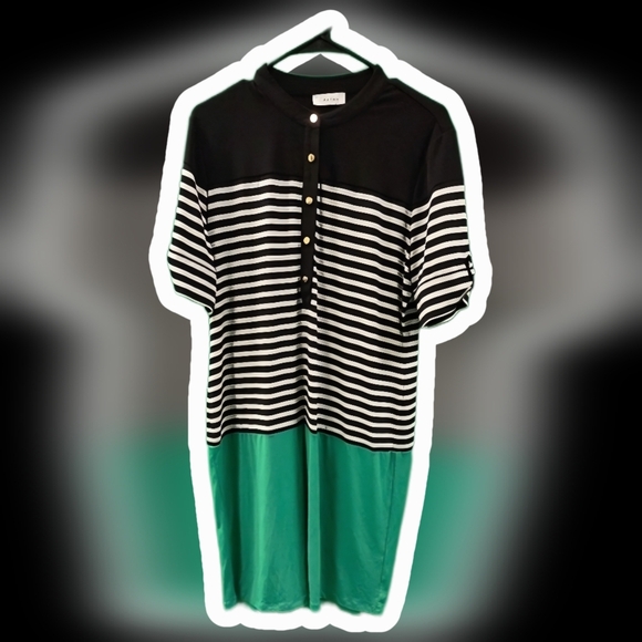 Calvin Klein Dresses & Skirts - Calvin Klein Striped Black and White Top And Green Dress